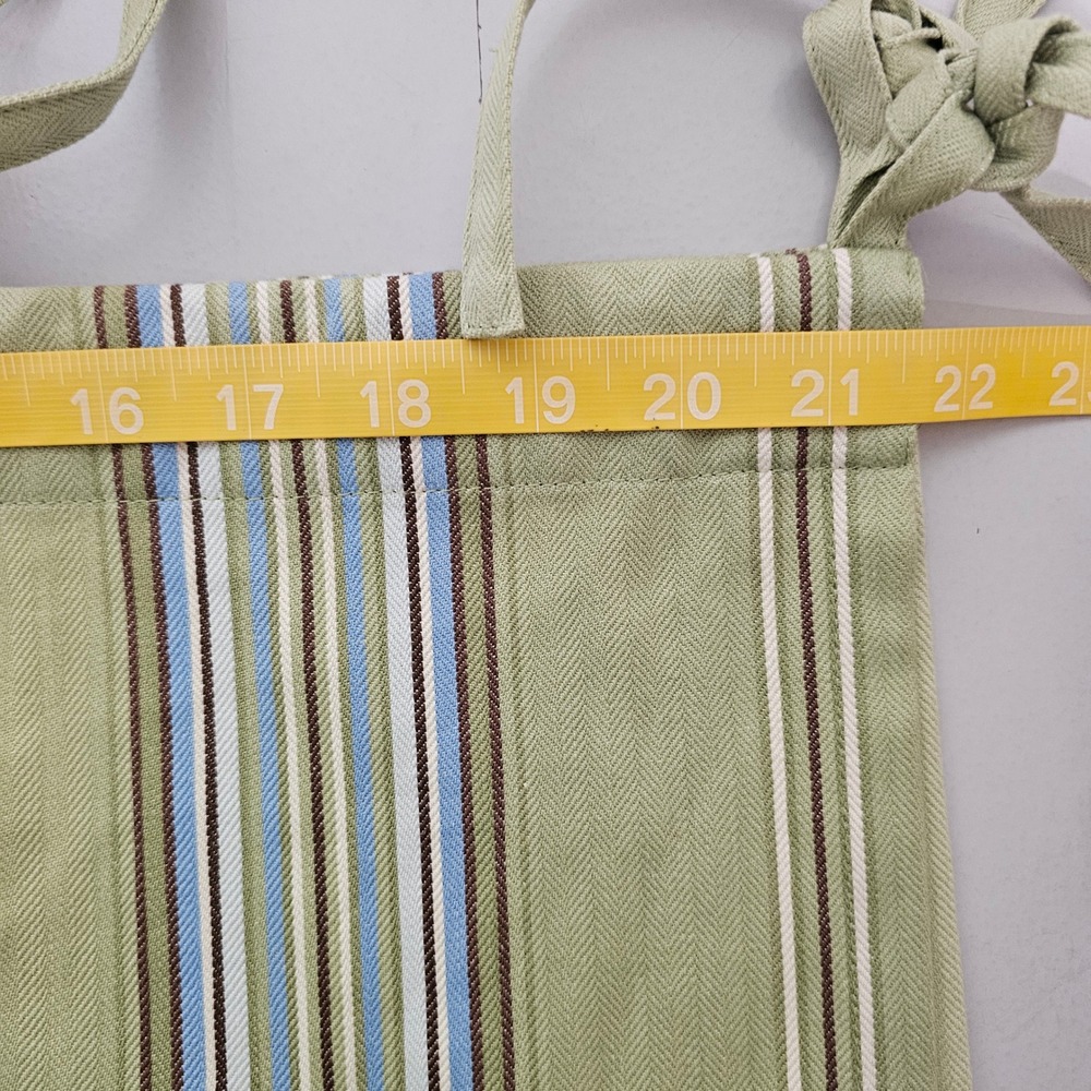 VTG Pottery Barn Cafe Curtains Valance Green Striped Cotton Ties Cottagecore - Picture 6 of 9